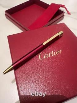Limited edition Cartier ballpoint pen silver gold bordeaux #3c50ca