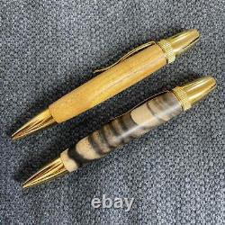 Ensemble de 2 stylos à bille Patriot à durée limitée, baril en bois, persimmon noir, Mul